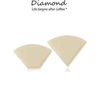 ❤ Diamond Coffee กระดาษดริปกาแฟ กระดาษกรองกาแฟดริป กระดาษกรองกาแฟ กระดาษดริป (100 แผ่น) ทรง V/U ก้นแหลม กระดาษกรอง