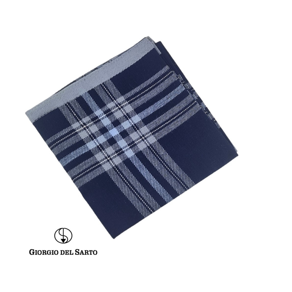 GIORGIO DEL SARTO Handkerchief Blue ผ้าเช็ดหน้า 100% Cotton