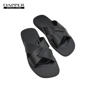 DAPPER รองเท้าแตะหนัง Carbon Fiber Cross Strap Sandals สีดำ (HSKB1/953SC)