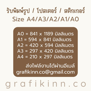 รับพิมพ์รูป A0/A1/A2/A3 / โฟโต้ / สติกเกอร์ / โปสเตอร์กันน้ำส่งด่วน!!!