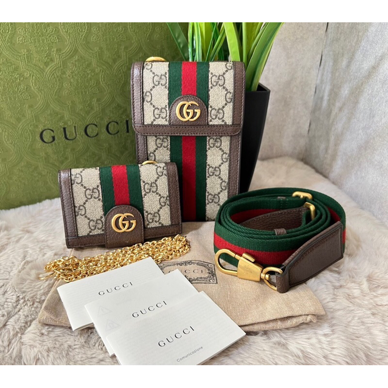 Like New Gucci OPHIDIA  MINI BAG AND DETACHABLE WALLET