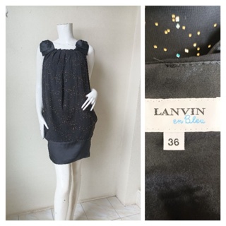 LANVIN มืนิเดรส ผ้าชีฟอง สีดำวื้งๆ มีซับใน  Size 36 รอบอก 40 นิ้วค่ะ