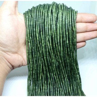 1 Strand Afghan Tube Green Natural Jade Semi Precious Gemstone Strand 3mm. 12.25" Spacer Loose Stone Pipe Cylinder Beads