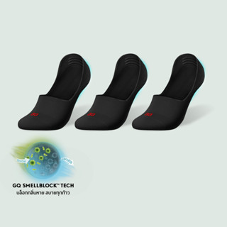 GQ SMELLBLOCK™ Socks Every Day No Show ถุงเท้าบล็อกกลิ่น ถุงเท้าข้อสั้น รุ่นอเวรี่เดย์ สีดำ แพ็ค 3