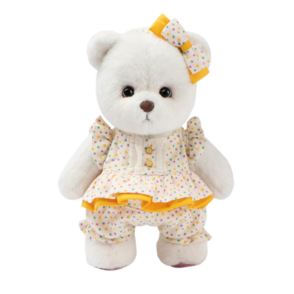 ชุดเดรสลายจุดสีเหลือง เหมาะกับน้องหมี teddy tales 20 ซม.