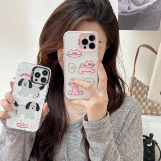 💖New 💖iPhone 14 13 12 11 Pro Max เคส for เคสไอโฟน11 น่ารัก บางเบาพกพาง่าย การ์ตูน ลูกสุนัข แมว แฟชั่น เรียบง่าย Case