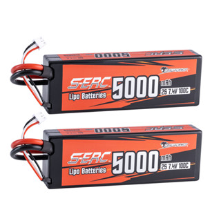 2PCS Lipo Battery 5000mAh 2S 7.4V 100C Deans T Plug Hard Case Lipo Battery RC Car Truck Boat Airsoft Lipo 2s