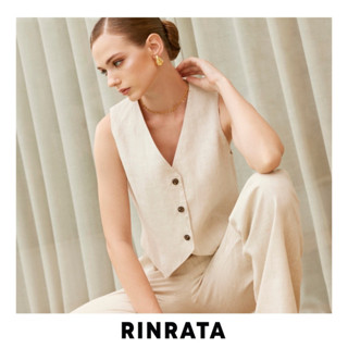 RINRATA - Jasper Top เสื้อกั๊ก แขนกุด ผ้าลินิน แท้ กระดุมหน้า ซัมเมอร์ ไม่ร้อน