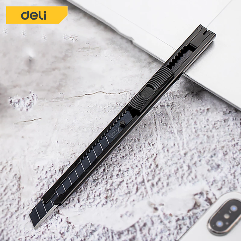 Deli คัตเตอร์ มีดคัตเตอร์ คัตเตอร์ 9mm น้ำหนักเบา พกพาสะดวก ใบมีดเฉียง 30° 60° Cutter thumbnail 4