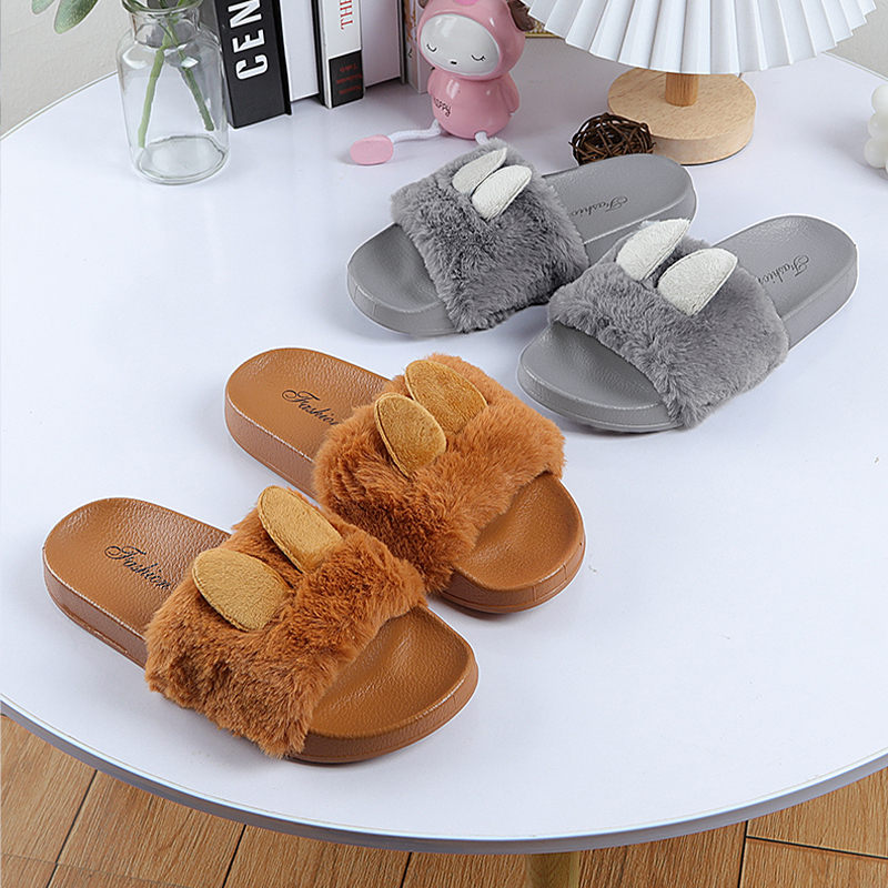 Fshoes ใหม่🐰พร้อมส่ง รองเท้าแตะพื้นยาง บันนี่แรบบิทสุดคิ้วท์ ออกแบบใหม่มาในสไตล์กระต่ายน้อยขนฟู พื้นยางนิ่มสวมใส่สบาย