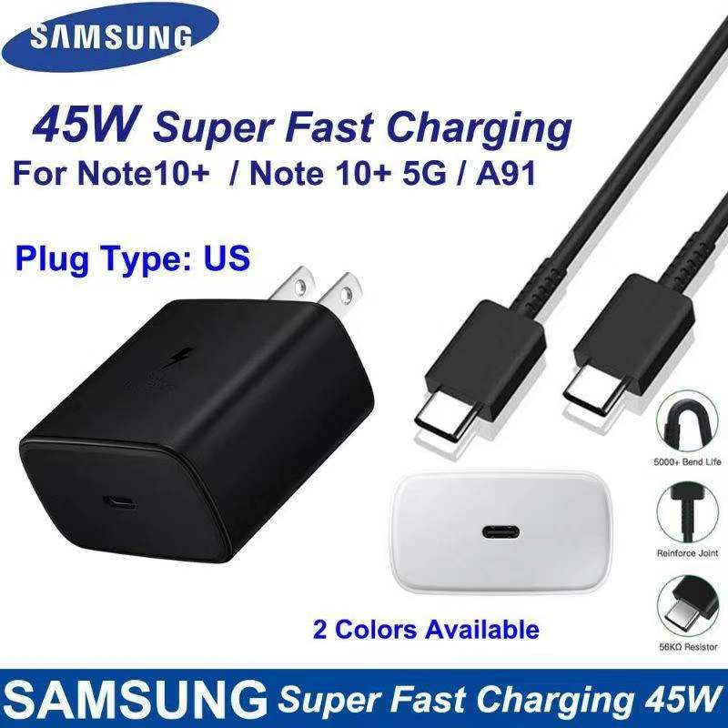 สายชาร์จเร็วSamsung Note10หัว+สายSuper Fast Charging type C cable Wall Charger-45W PD Adapter For S21A70A80iPad ProOPPO