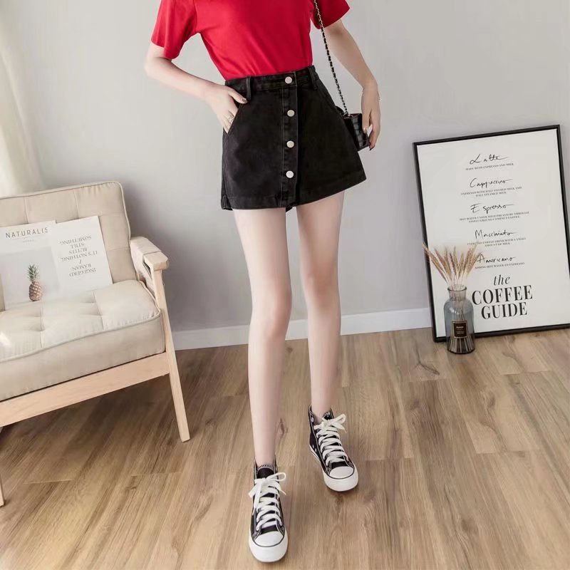 503 กระโปรงกางเกงยีนส์สั้น เอวสูง ไซร้S-3XL  สไตล์เกาหลี ขนาดใหญ่ - รูปที่ 7