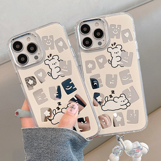 ❤️จัดส่งทันที❤️เคสไอโฟน11/12/13/14 Pro max เคสไอโฟน13 Happy Puppy Cute Mirror Case For iPhone 11,12,13,14,12PM,13PM,14PM