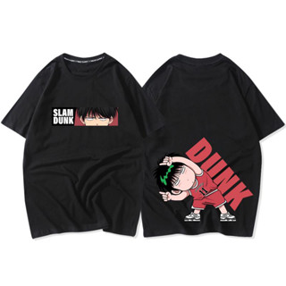 เสื้อยืดอะนิเมะ Slam Dunk ชายและหญิง Rukawa Kaede แขนสั้นตลกน่ารักอะนิเมะแขนสั้นผ้าฝ้าย