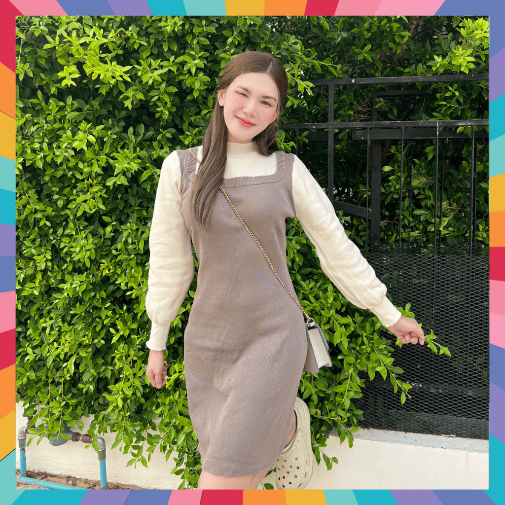 🌈 SpinnyHouse 🌈 มินิเดรส ผ้าไหมพรมKoreaสุดๆ‼️ขายดีมาก‼️ สายเกาห้ามพลาด เนื้อไหมพรมนิ่ม เอี๊ยมเกาหลี gd เดรสGd E503A