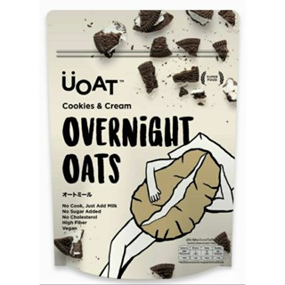 Overnight Oats [ONCC] โอเว่อไนท์โอ้ต ตรา Uoat รสคุกกี้แอนด์ครีม 65g ข้าวโอ๊ตเต็มเมล็ด เมล็ดเจีย เฟลกส์