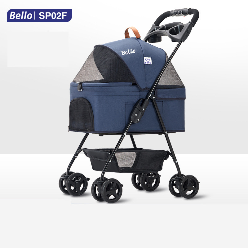 Bello SP02F SP02F2K รถเข็นสัตว์เลี้ยง 4 ล้อสามารถถอดได้ รถเข็นสุนัข รถเข็นแมว น้ำหนักเบา ถเข็นสุนัขแ