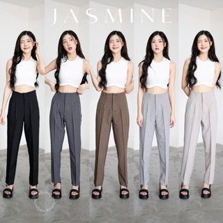 Jasmine_SP020 กางเกงทรงบอย กระบอกเล็ก ขอบในตัว ตะขอหน้า ผ้าโซดา กระเป๋าใช้งานได้ทั้ง 2 ข้าง ผ้าใสสบายทรงสวย