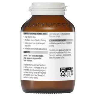 Blackmores Natural Vitamin E 1000IU 100 Capsules วิตามินอี