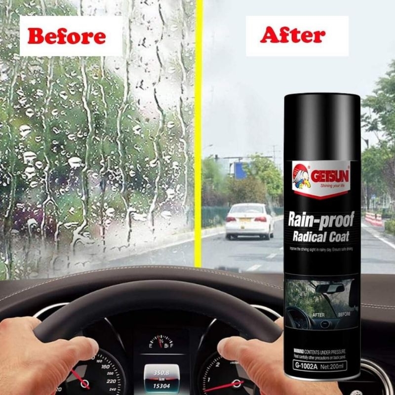 สเปรย์​getsun glass coating น้ำยาเคลือบกระจกไล่น้ำ สเปรย์ไล่น้ำ เคลือบกระจกหน้าเคลือบหมวกกันน็อค ขนา