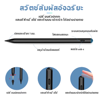 ปากกาไอแพด วางมือบนหน้าจอ+การเขียนและการวาดภาพ Stylus Pen นำไปใช้กับ Gen10/9/8/7/6 Air5/4/3 Mini6/5 Pro11/12.9 ปากกา sty