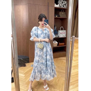 💙🌷💙Blue rosy long dress💙🌷💙ป้ายypy