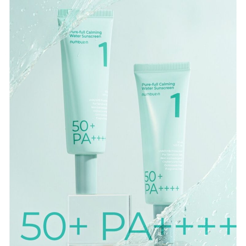 พร้อมส่ง Numbuzin No. 1 Pure-full calming water sunscreen SPF 50+ PA++++ 50ml (sun essence)