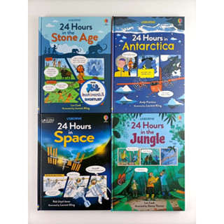 Usborne 24 Hours in the Stone Age/Antarctic/Space/Jungle, 4 Books Collection, Hardcover, Ages:8-12