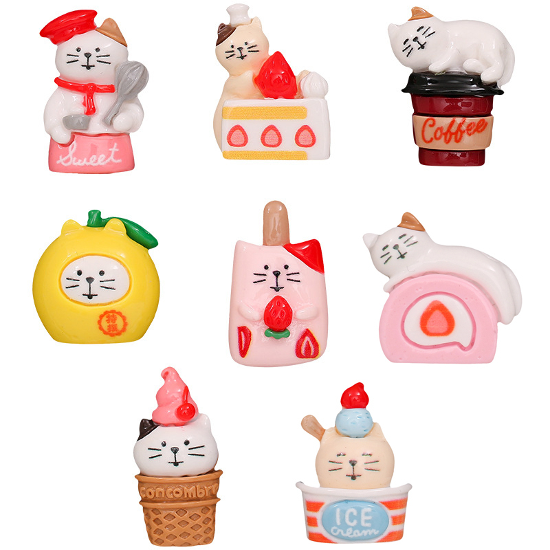 ส่งจากไทย RS406 ᵕ̈ เรซิ่น ขนมแมว สำหรับตกแต่งเคสโทรศัพท์ หวี กระจก เคสยาดม Jibbitz shoes Charm [แพค 8 ชิ้น]