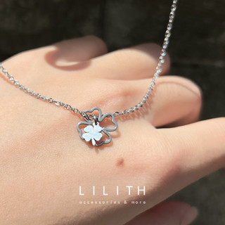 Lilith - 2Four leaf clover Necklace สร้อยคอ สแตนเลส จี้ใบโคลเวอร์