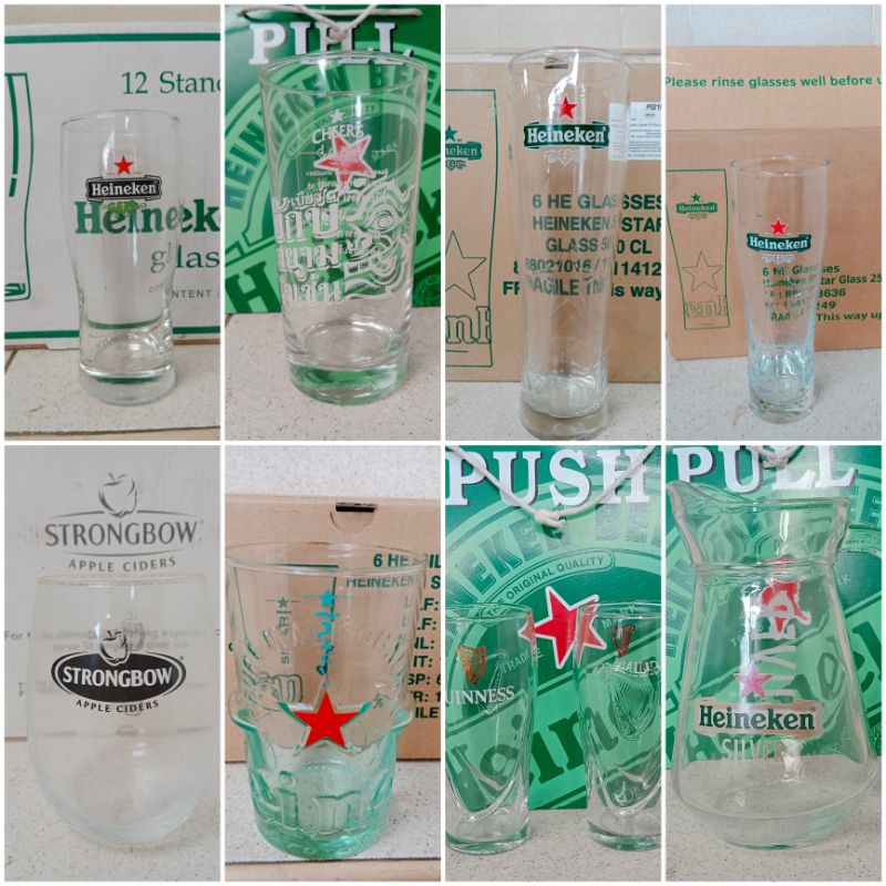 แก้วเบียร์ แก้วมัค เหยือกแก้วเบียร์ Heineken strongbow cheer Tiger Guinness งานแท้ มีหลายแบบค่ะ – โปรปัง