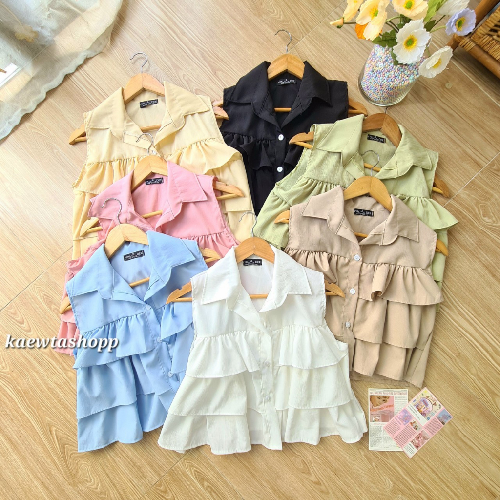 (ใส่โค้ด “P2O0X” ลดทันที 40.-) เสื้อเชิ้ตครอป ระบายอก ผ้าเนื้อดี ไซส์ใหญ่ kaewtashopp ราคา ถูกที่สุด ดีลบีเคเค แกลเลอรีภาพที่ 2