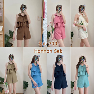 Set เสื้อคอปกแขนนกุดระบายชั้นๆ + กางเกงขาสั้น Hannah Set