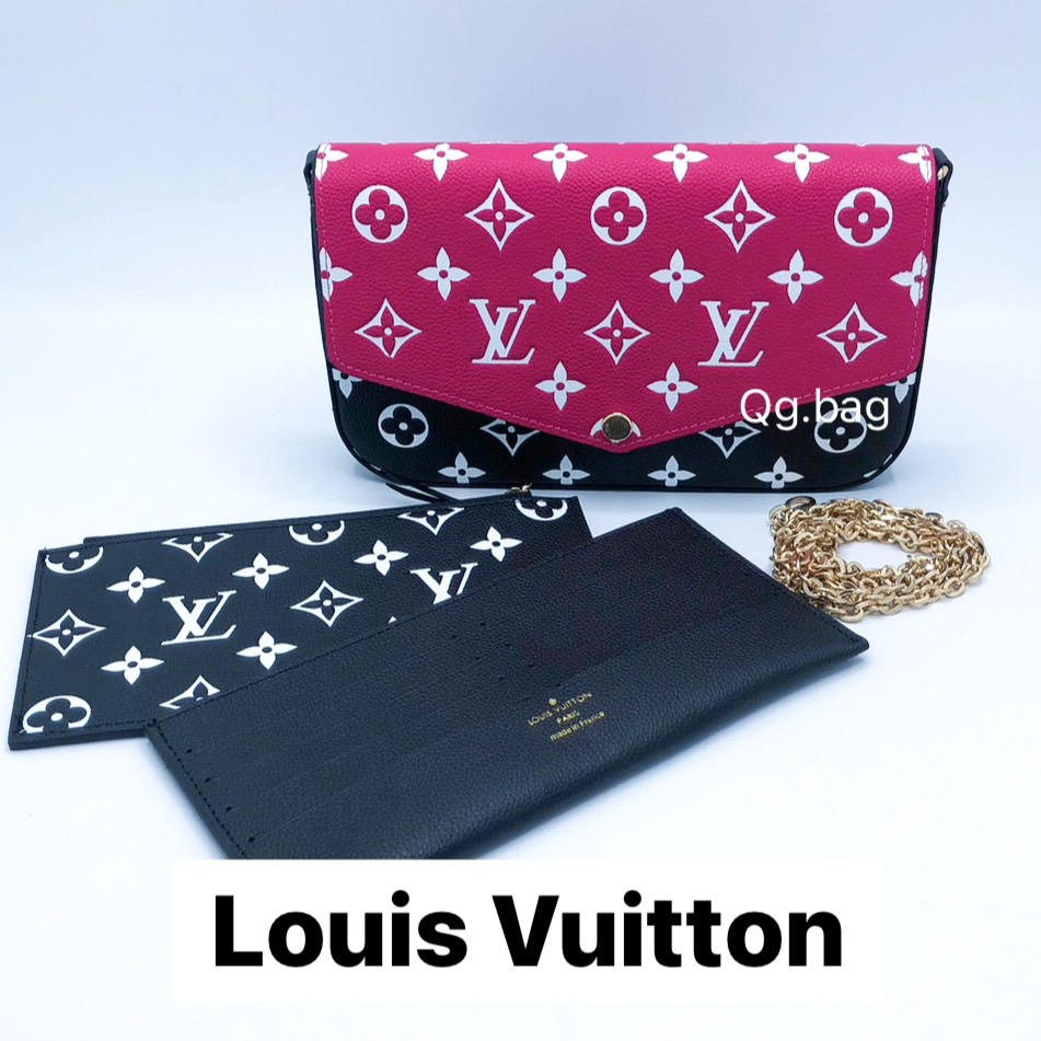 Louis Vuitton felicie pochette clutch LV brandname bag กระเป๋าแบรนด์เนม มือสอง หนังแท้ crossbody สายสปอร์ต สะพายข้าง