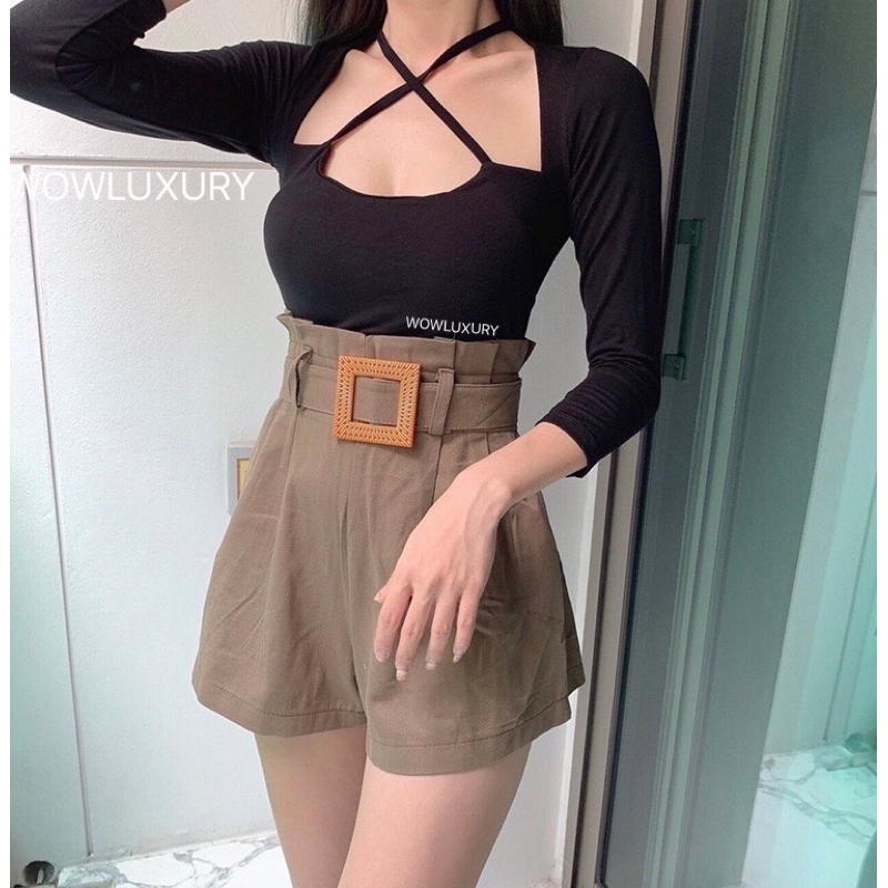 MNV STUDIO  mini cop มินิครอปเสริมฟองน้ำในตัว‼️ แต่งสายผูกคอ ทรงสวย 🔥ผ้าเรย่อน🔥 เสื้อครอปแช่บๆค่าใส่แบบปังๆ🔥🔥