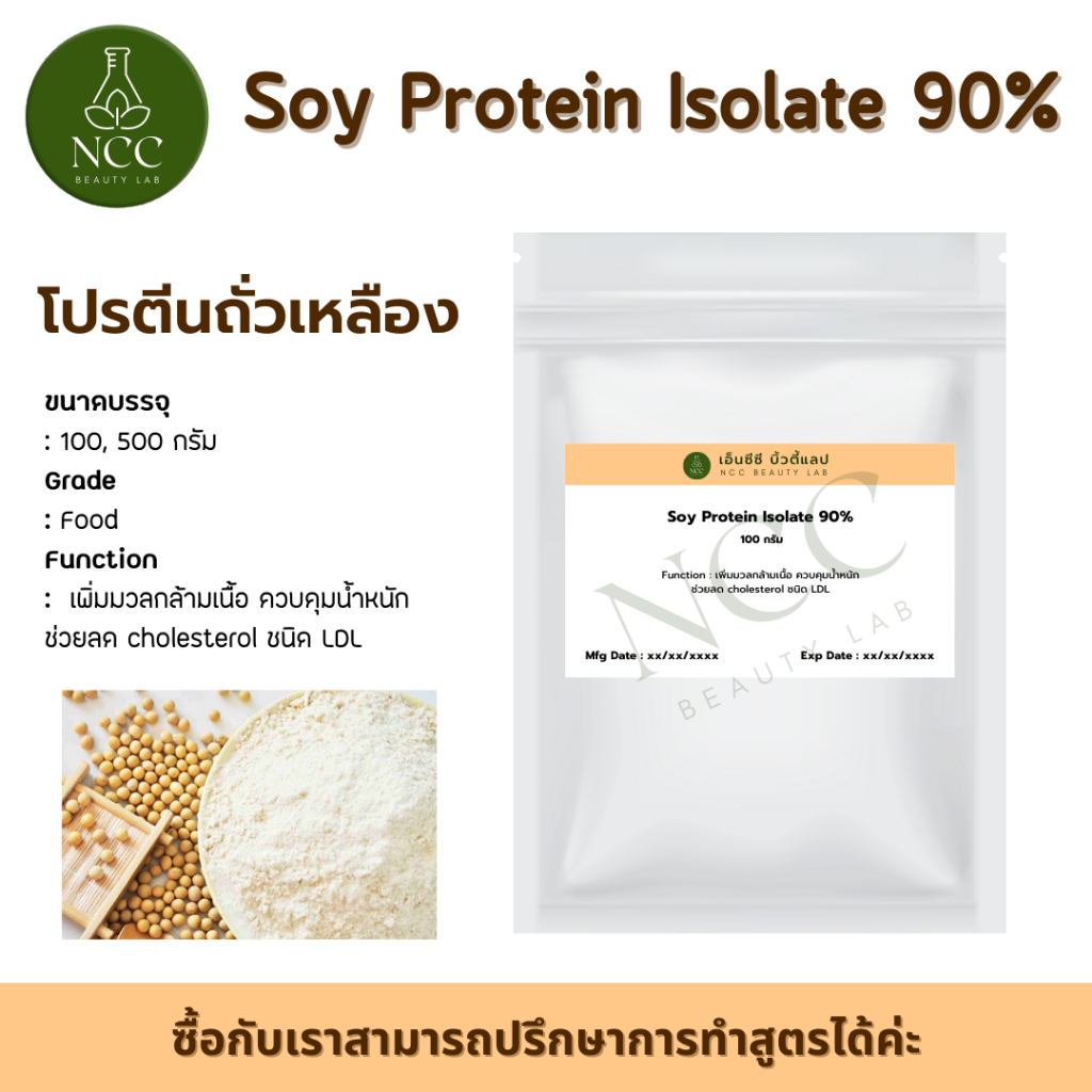 Soy Protein Isolate สารสกัดโปรตีนพืชจากถั่วเหลือง เพิ่มมวลกล้ามเนื้อ ควบคุมน้ำหนัก ช่วยลด cholestero