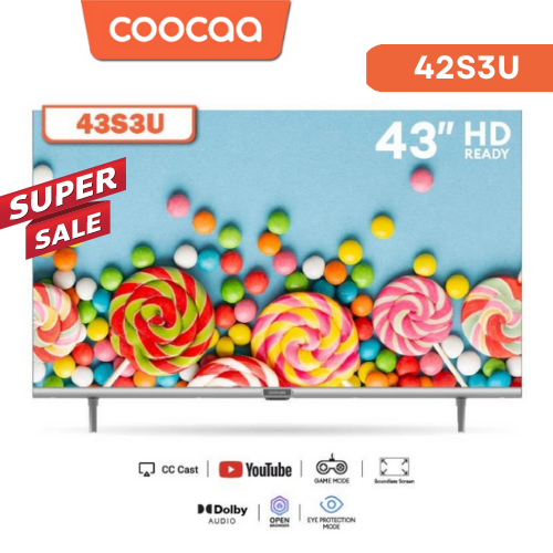 สมาร์ททีวี COOCAA TV 43S3U ทีวี 43 นิ้ว inch Smart TV FHD Youtube ประกัน3ปี