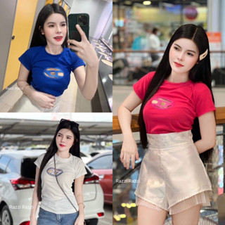 🔥พร้อมส่ง🔥เสื้อยืดคอกลม(เว้าอกปักตัวD)งานแซ่บ งานฮิต สวยจี๊ดทุกสี