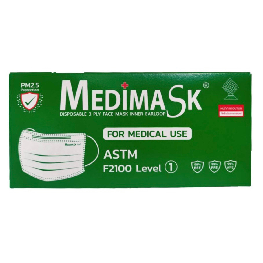 หน้ากาก Medimask สีเขียว ล็อตใหม่ พึ่งผลิต