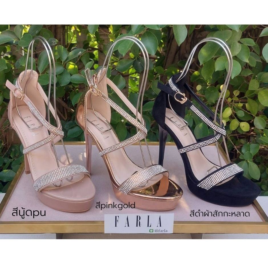 FARLA พร้อมส่ง รองเท้าส้นสูง 5นิ้วเสริมหน้า1นิ้ว