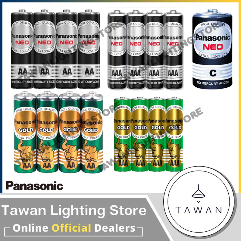 [12ก้อน] Panasonic ถ่านไฟฉาย ถ่านรีโมท รุ่น Neo AA, AAA รุ่น Gold AA, AAA
