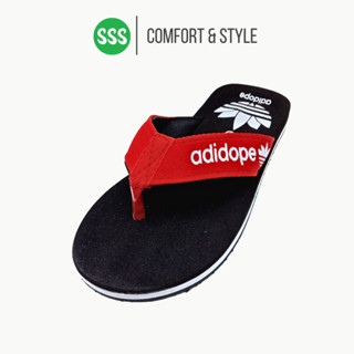 SSS Adidope 6-13 รองเท้าแตะชาย หญิง แบบหูหนีบ ใส่สบาย พื้นนิ่ม กันลื่น (ดำ/แดง/น้ำเงิน)