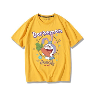 Doraemon เสื้อยืดแขนสั้นพิมพ์ลายการ์ตูนกระต่ายโดราเอมอนผ้าฝ้ายแท้ใส่ได้ทั้งชายและหญิง