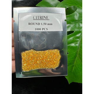 พลอย  สี Yellow Sapphire พลอยบุษราคัม  ขายยกกล่อง Round shape 1.50 มม mm 1000 เม็ด Pieces