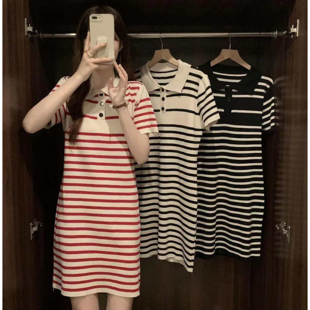 Miki-Shop*พร้อมส่ง มินิเดรสคอปกแขนสั้นสวยหรู 88063*