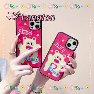 🌈Langton🌸แปลกๆ การ์ตูน สีชมพู iphone 11 14 pro max น่าสนใจ ขอบดำ ขอบเต็ม สาวน่ารักหัวใจ case for iPhone 12 13