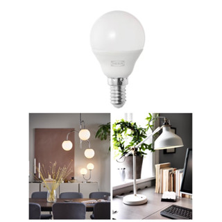 IKEAแท้ SOLHETTA ซูเฮตต้า หลอดไฟ LED E14 470 ลูเมน, หลอดหลม แก้วฝ้า, 4000 เคลวิน