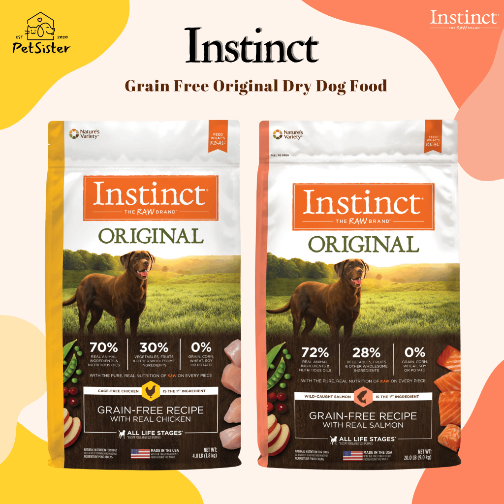 🐶 Instinct Original Dry Dog Food Chicken 10.2kg / Salmon 9kg อาหารเม็ดสุนัขเกรดพรีเมี่ยม x Petsister