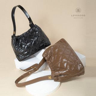[ LoveGood ] Cherlyn กระเป๋าหนังวัวแท้ ลาย Original Texture สะพายข้าง หนังนิ่ม สวย หรู ไซส์ 14" พร้อมส่ง 2 สี