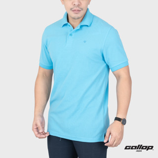 GALLOP : WAFFLE POLO SHIRTS เสื้อโปโลผ้า Waffle รุ่น GP9062 สี Lite blue - ฟ้า